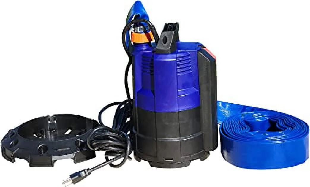Submersible Drain Pump with Hose (Optional Low Level Water Pumping Base)