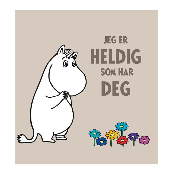 Mummi kort dobbelt 7,5x7,5 cm Jeg er heldig beige