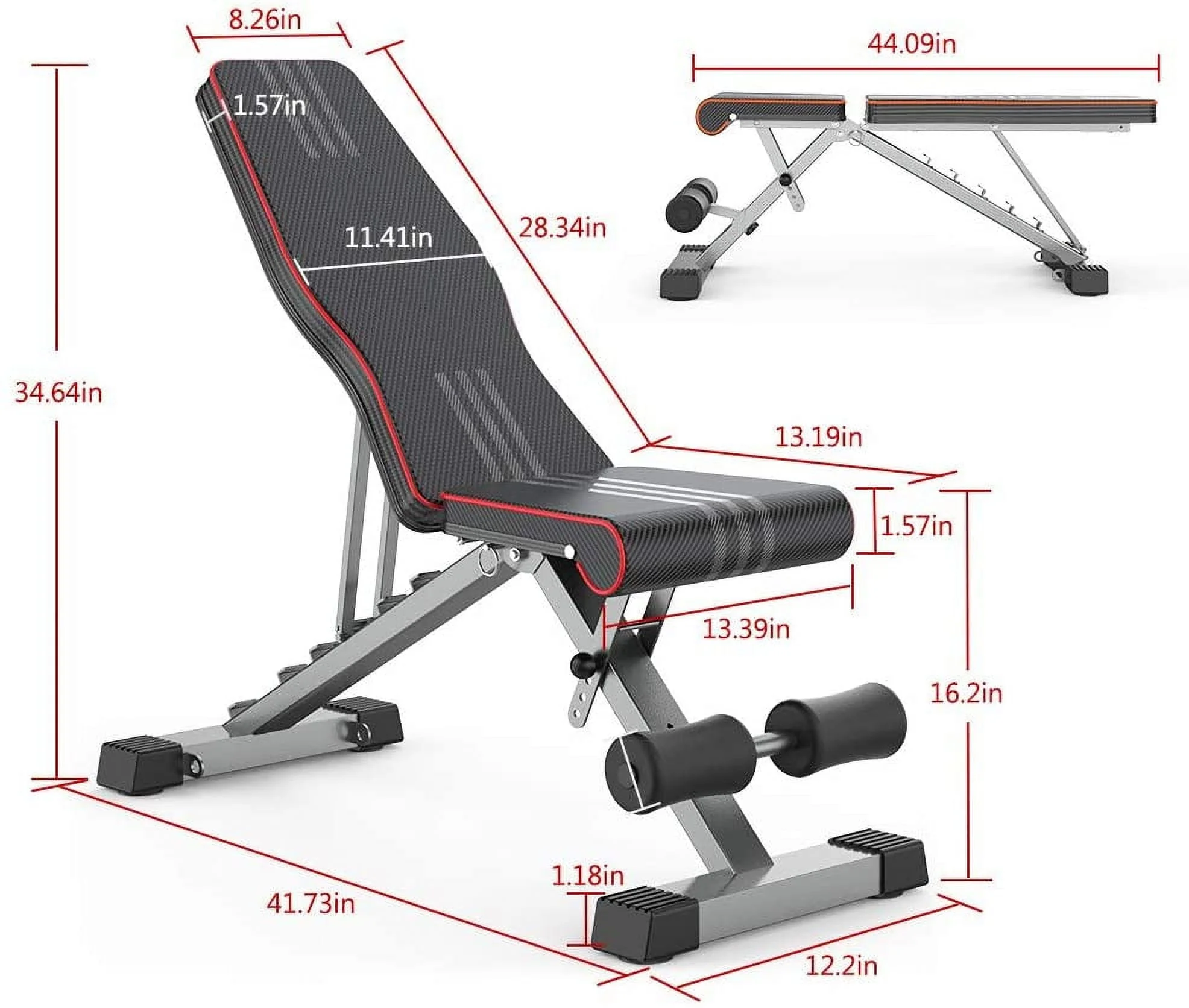 Delfy 13 Level Adjustable Weight Bench Commercial Multi-use/Foldable Home Training/Incline/Decline/Flat Workout Bench for Home Gym