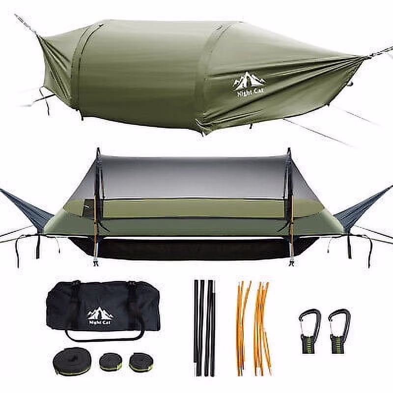 Lay Flat Hammock Tent Camping Hammock Tent with Mosquito Net Hanging Bed Armygreen
