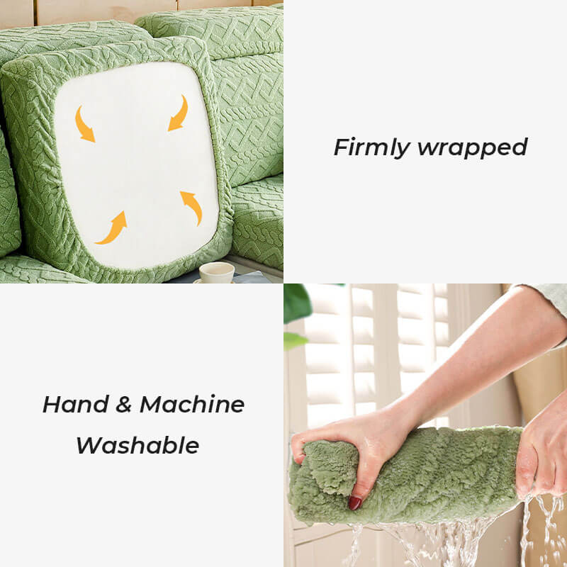 Full Wrap Soft Fleece Stretch Sectional Couch Cover