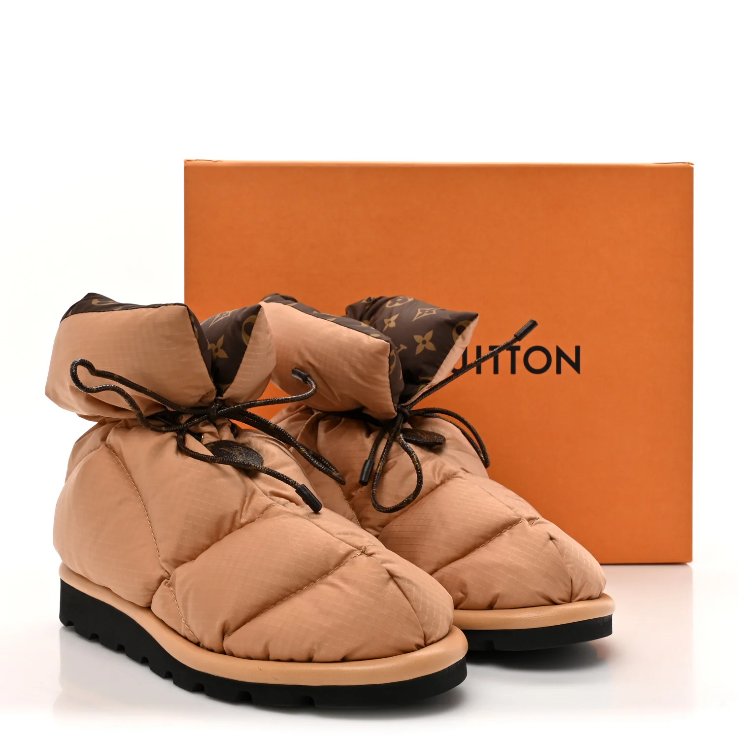 Nylon Monogram Pillow Comfort Ankle Boot 38 Beige