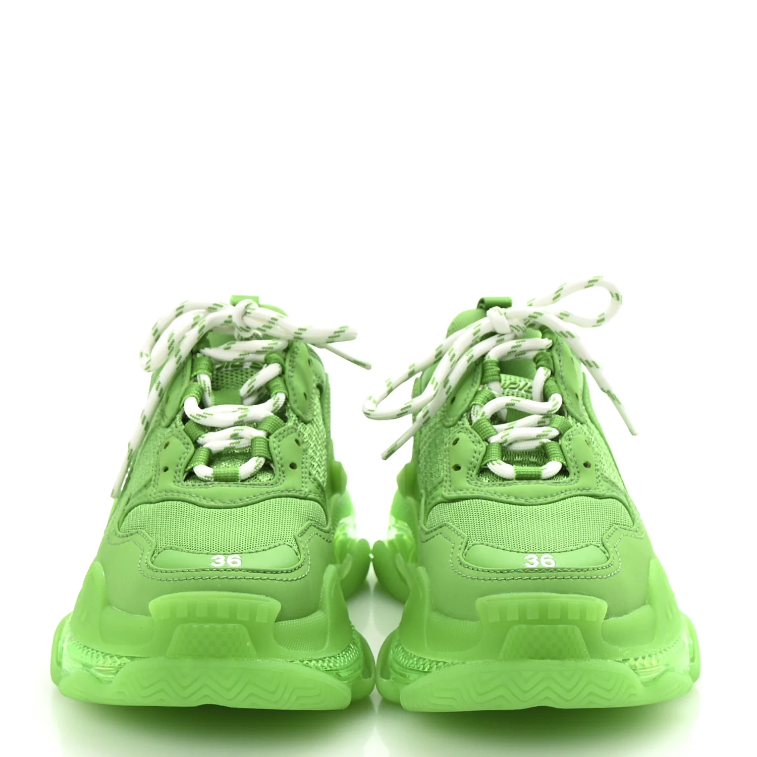 Fabric Mesh Clear Sole Womens Triple S Sneakers 36 Fluo Green