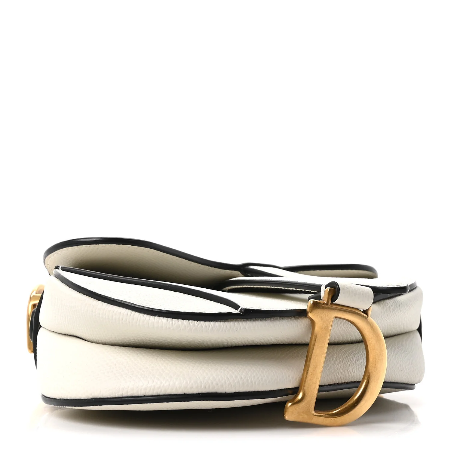 Grained Calfskin Mini Saddle Bag White