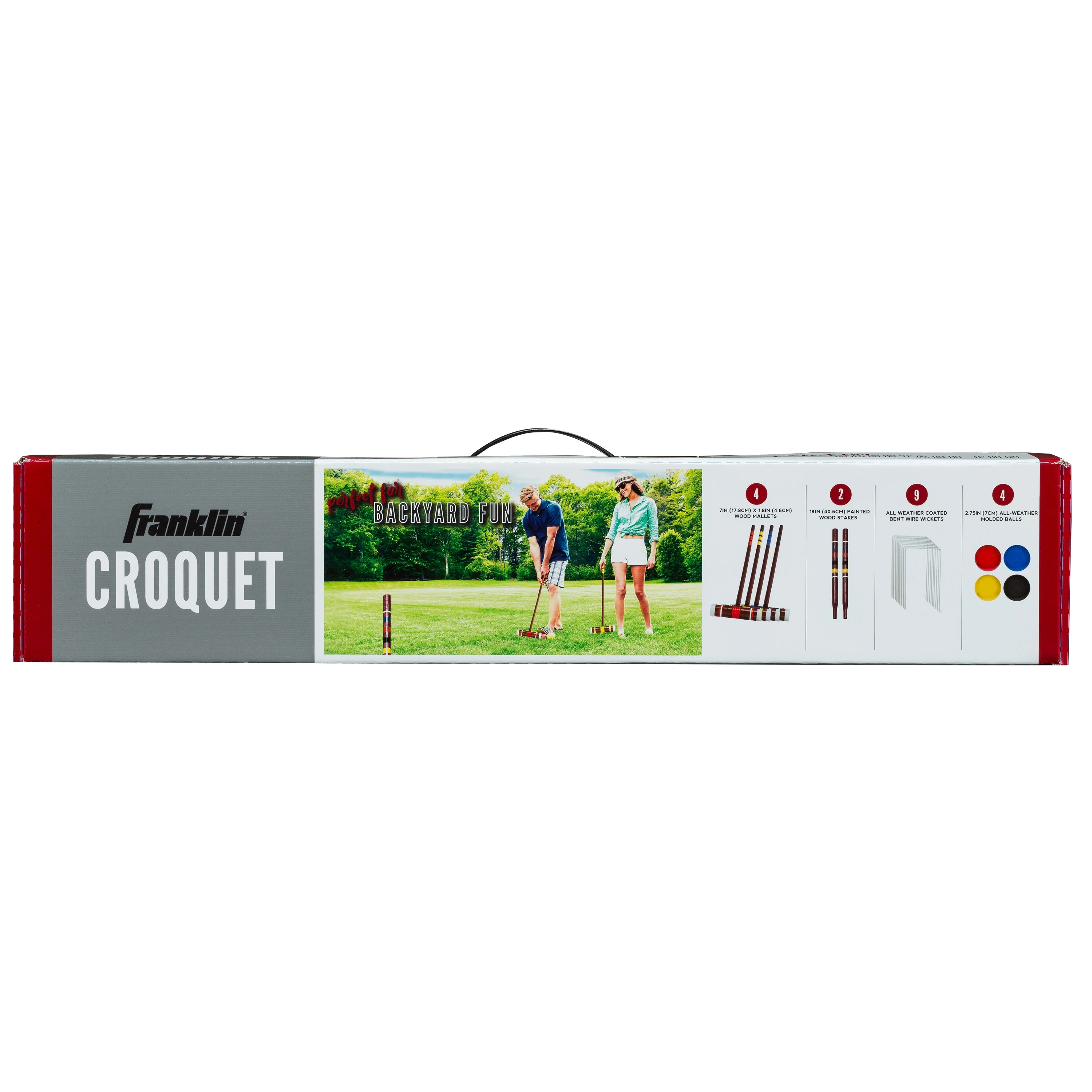 Croquet Set Includes 4 Croquet Wood Mallets, 4 All Weather Balls, 2 Wood Stakes and 9 Metal Wickets Classic Family Outdoor Game Starter Set(1) - Image 6