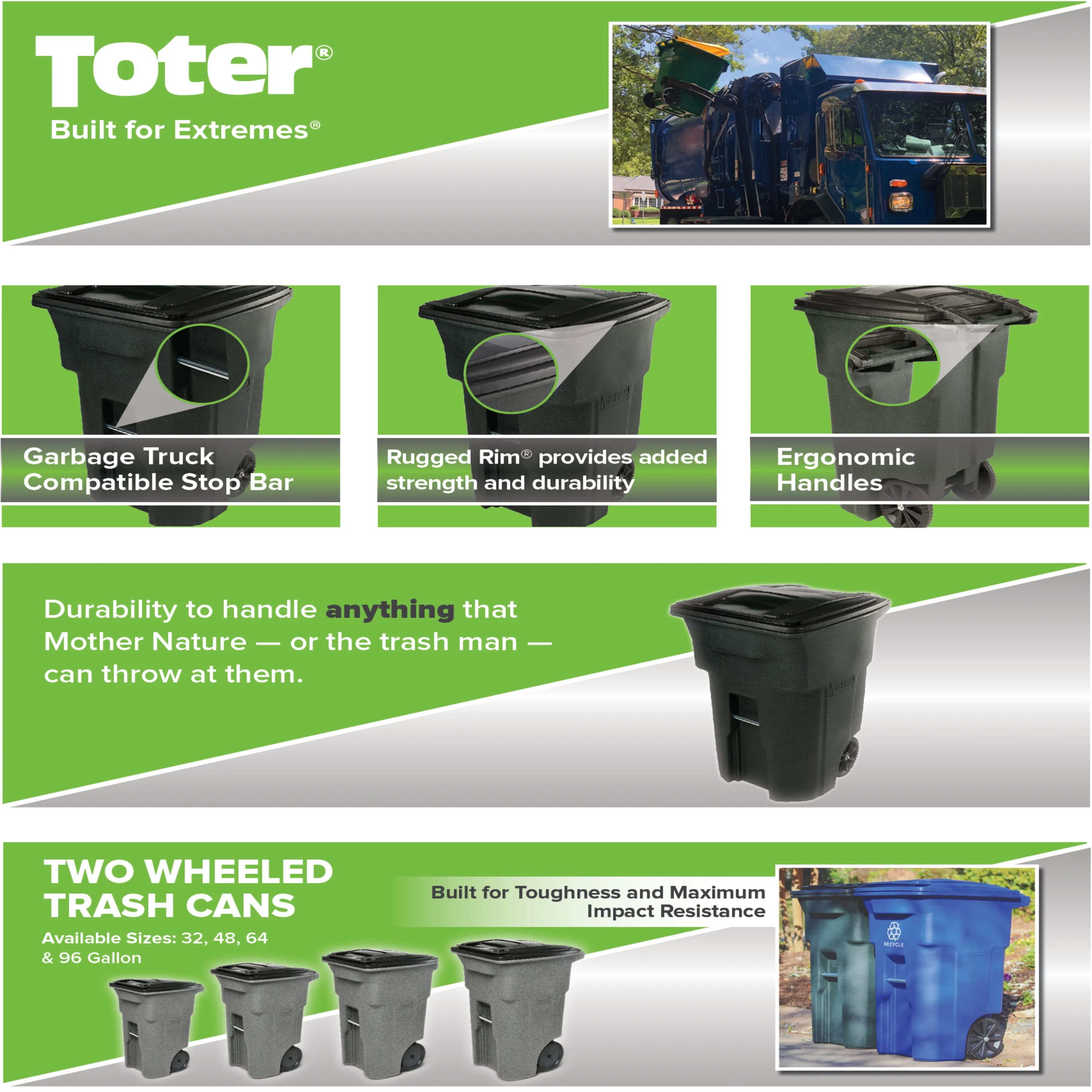 Trash Can Greenstone With Wheels And Lid, 96 Gallon(Greenstone) - Image 5