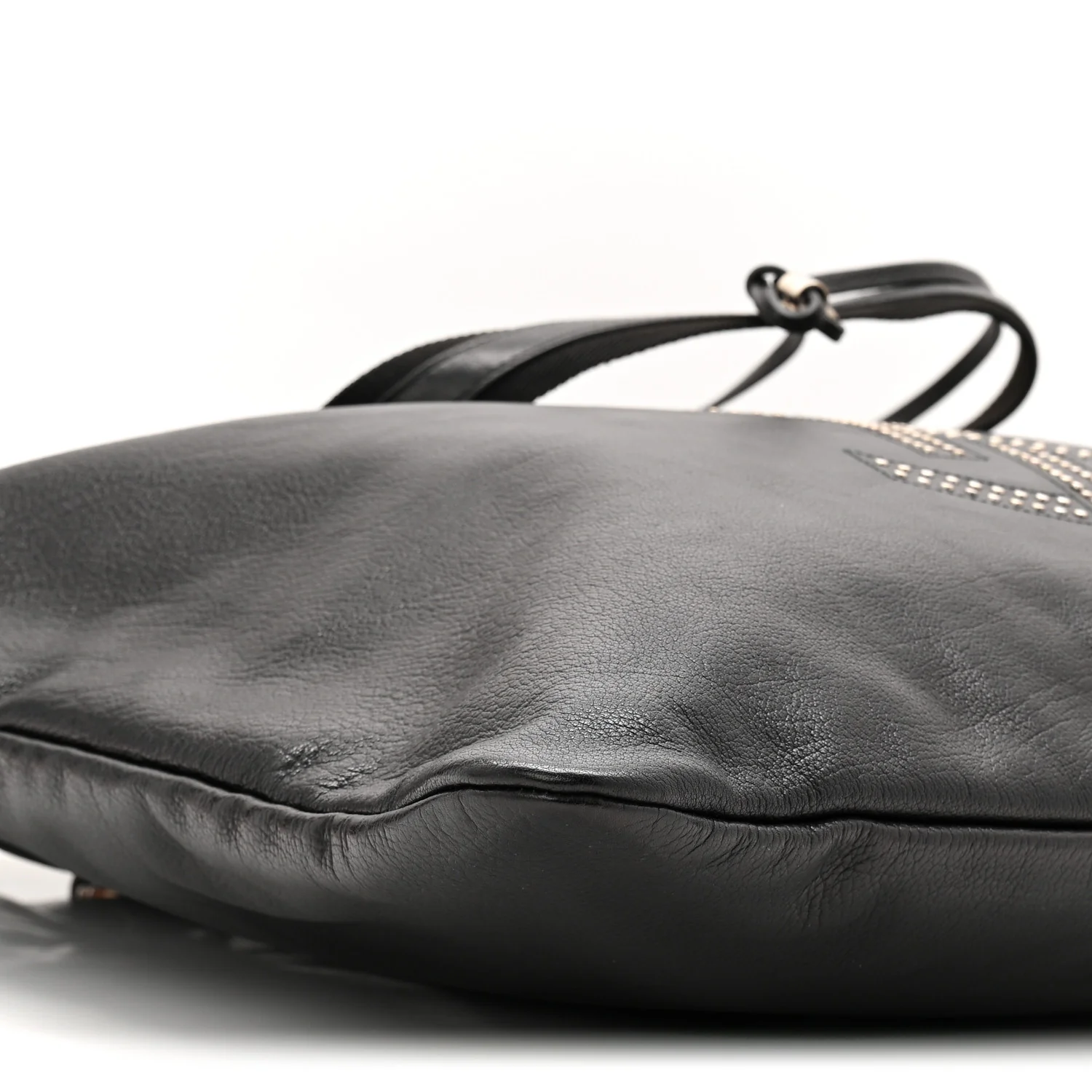 Calfskin Studded Drawstring Tote Black