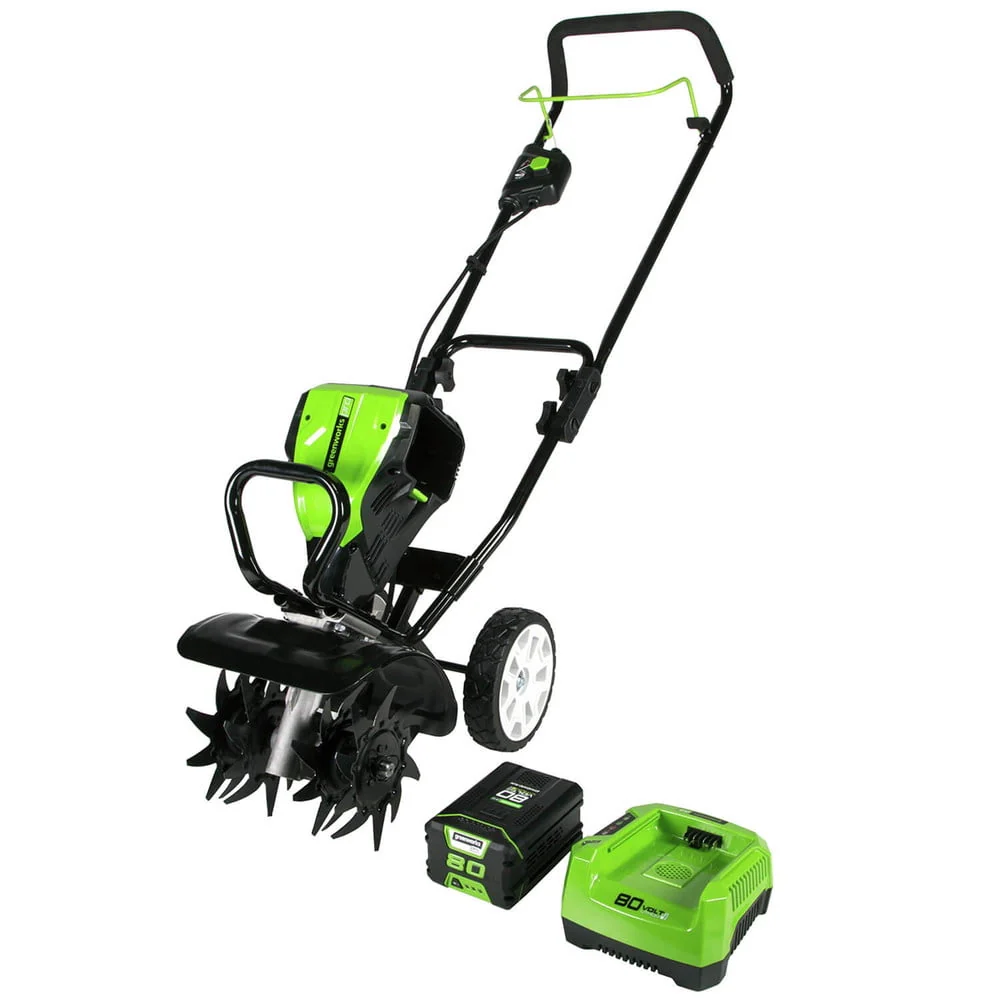 Pro 80V 10 Inch Tiller, 2Ah Battery Included, Black And Green 2800302VT