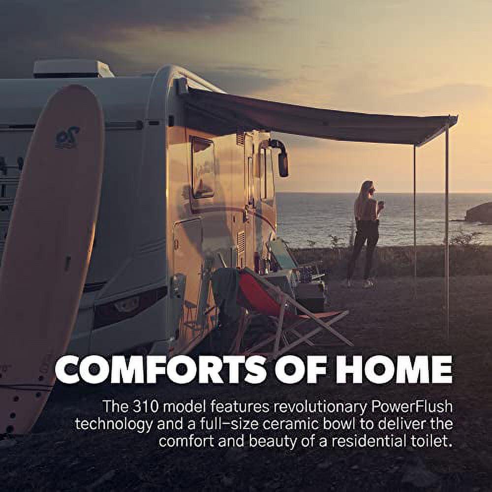 310 Standard Toilet White. Oblong Shape. Lightweight and Efficient with Pressure-Enhanced PowerFlush and Slow Close Seat Cover Perfect for Modern RVs - Image 5
