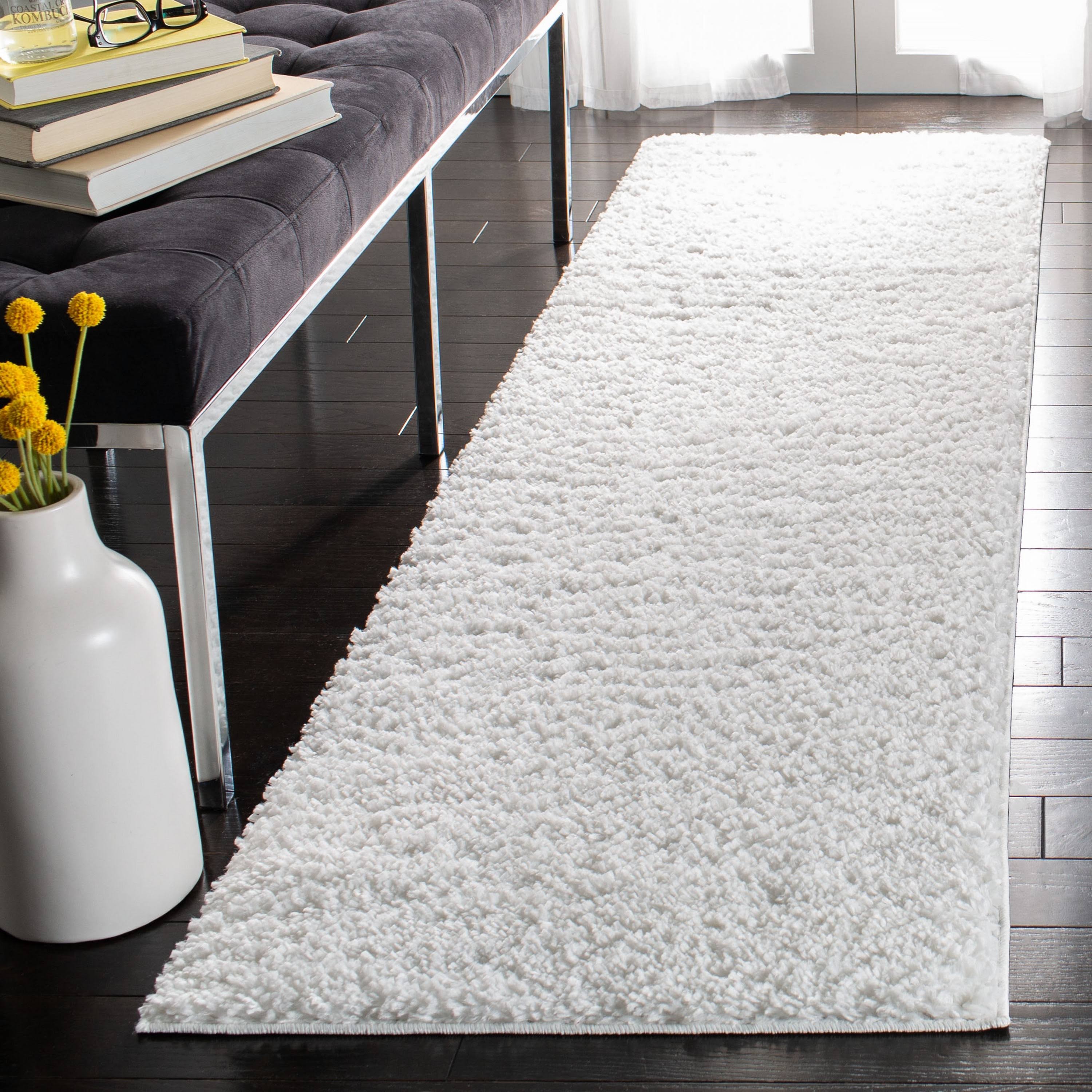 Safavieh August Carlene Solid Plush Shag Runner Rug, White, 2'3