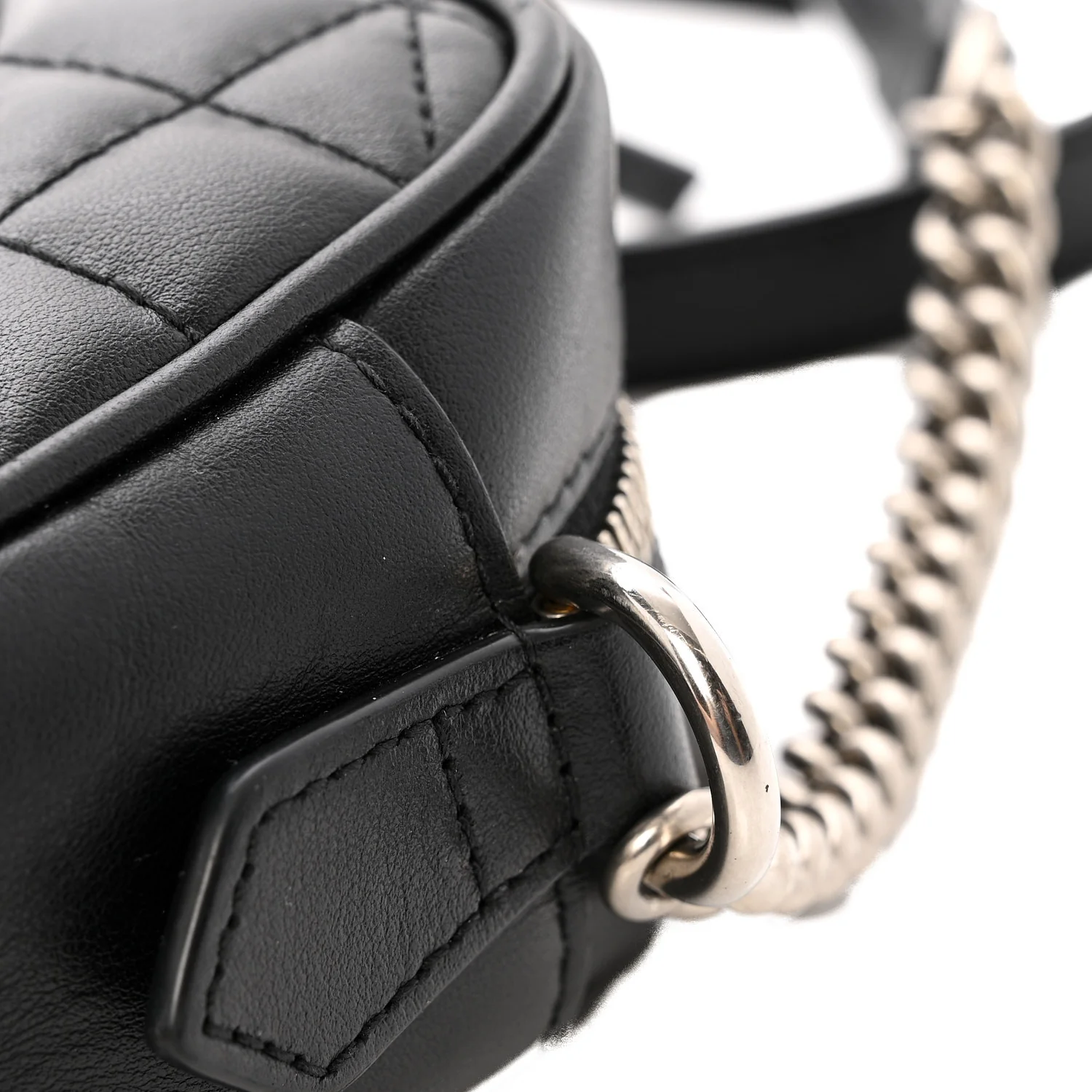 Calfskin Matelasse Aria GG Marmont Chain Shoulder Bag Black