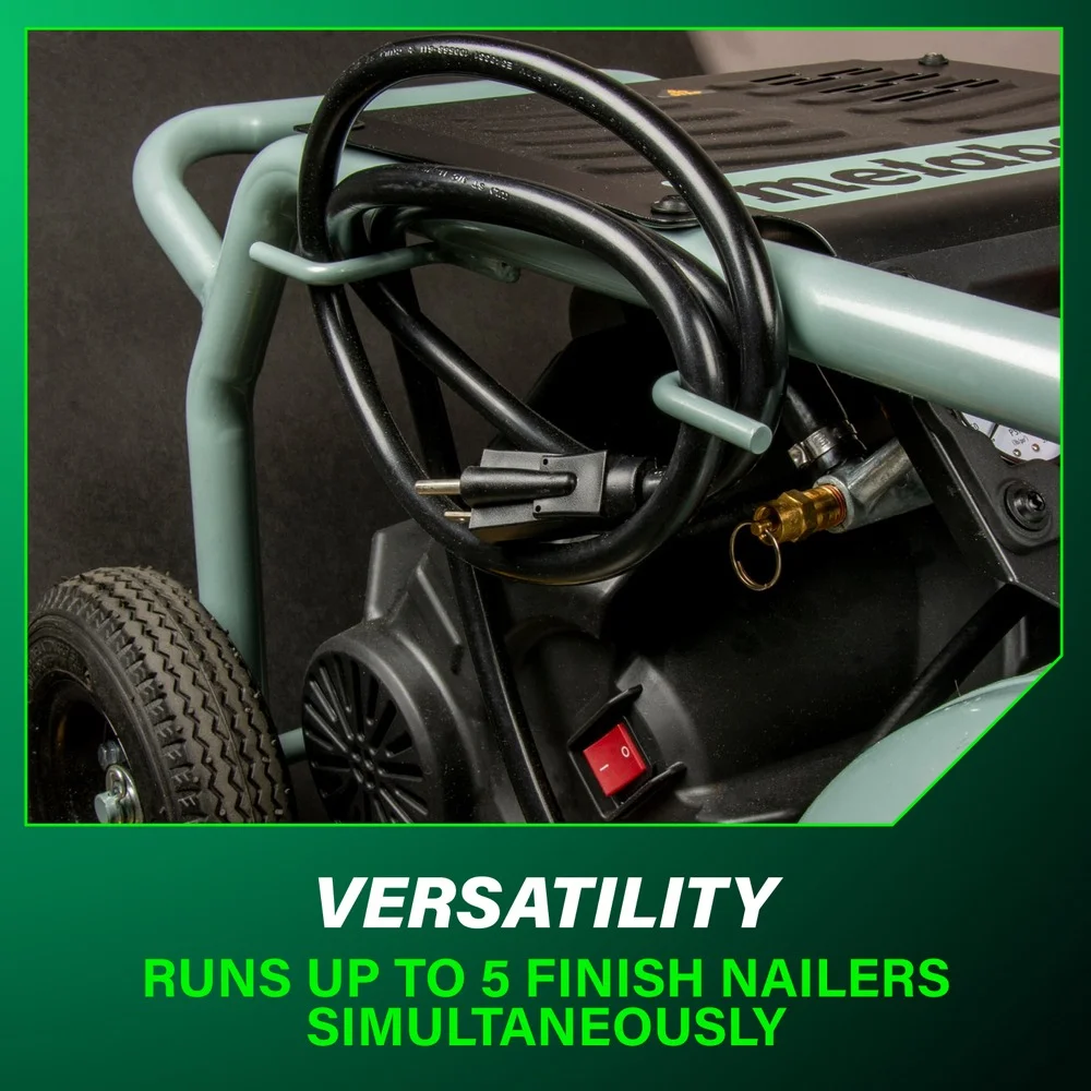 Air Compressor, THE TANK, 8-Gallon Trolley Air Compressor, 225 PSI, Versatile for Use with Framing, Siding, Finish, or Roofing Nailers, Easy Mobility with Rubber Tires, EC1315S - Image 4
