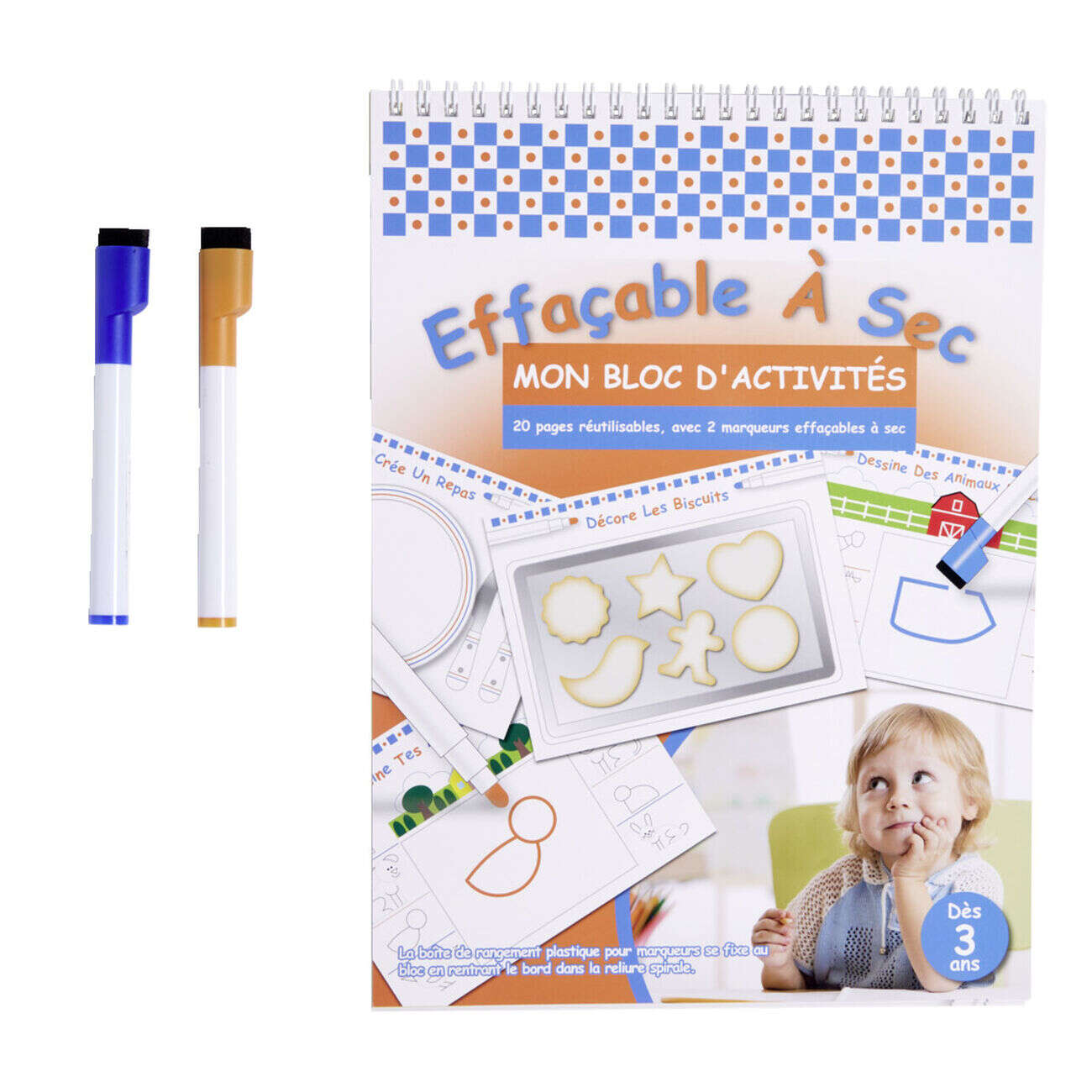 Ardoise d'actvités avec 2 feutres
