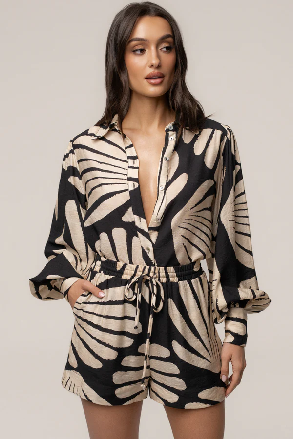 Black Print Lura Short Set