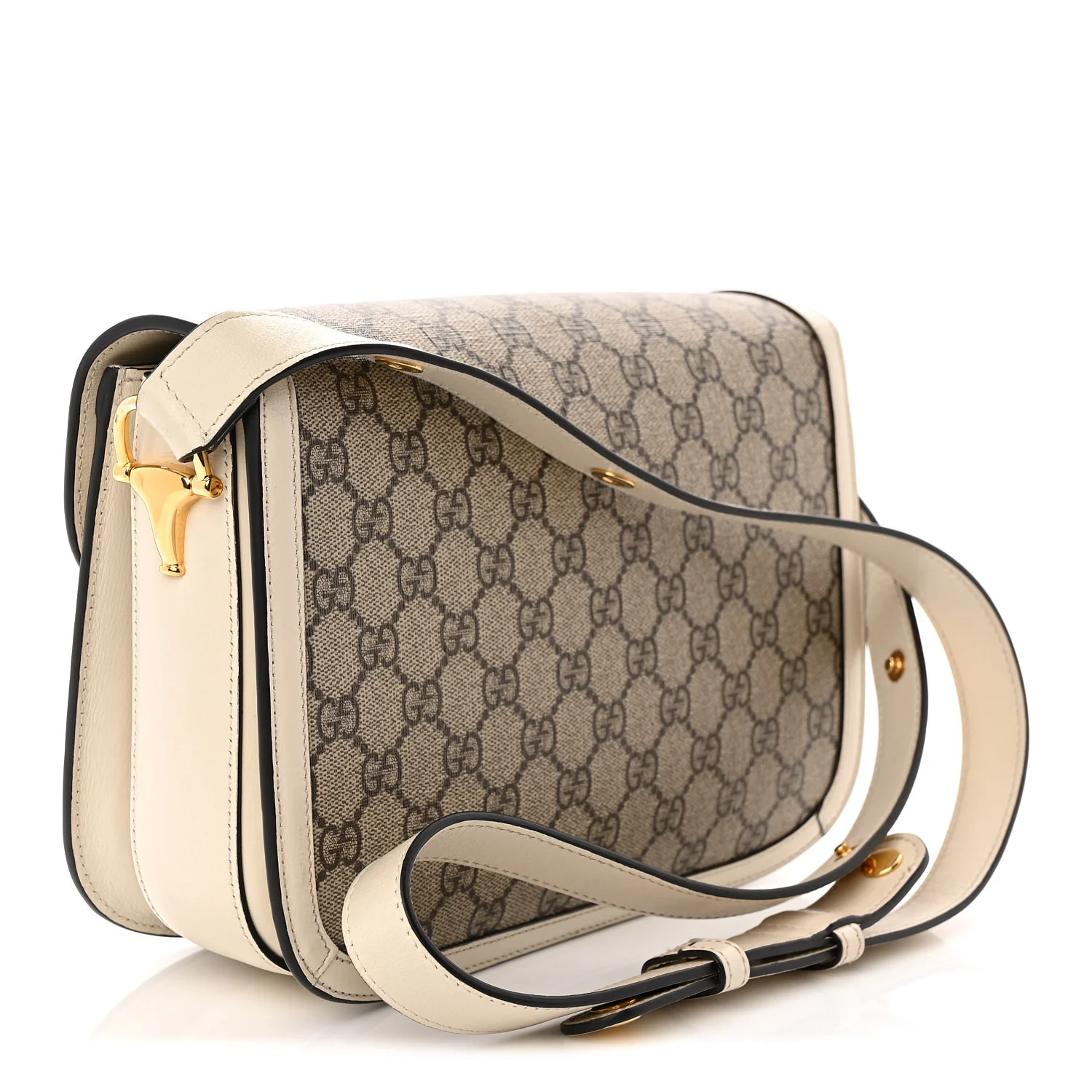 GG Supreme Monogram Horsebit 1955 Shoulder Bag Beige Mystic White