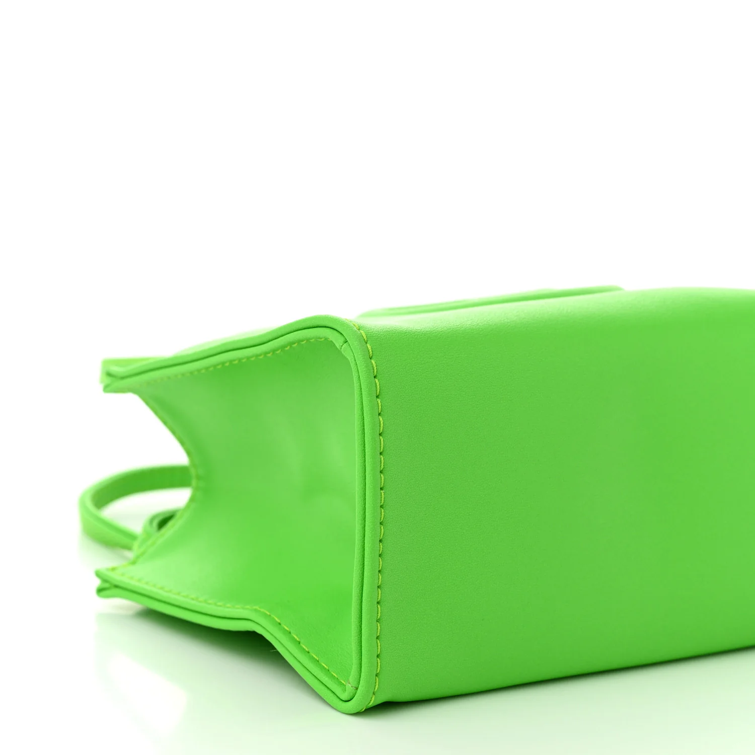 Vegan Leather Small Shopping Bag Highlighter Green
