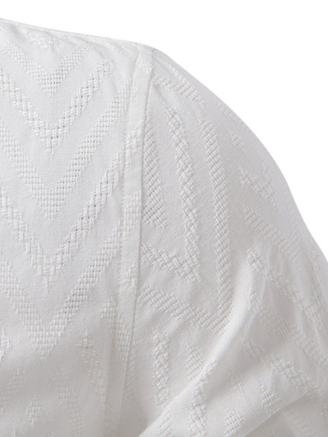 Men’s Half Button Geometric Texture Collared Neck Shirt