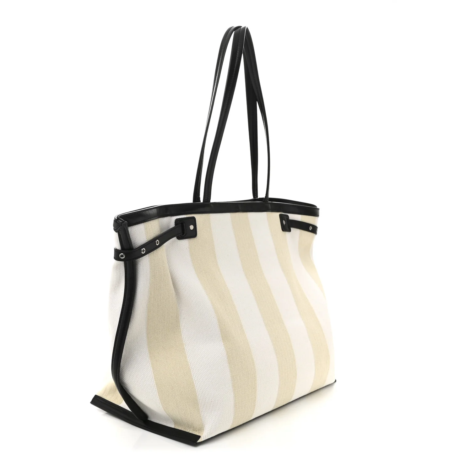 Canvas Striped Days Tote Resin White
