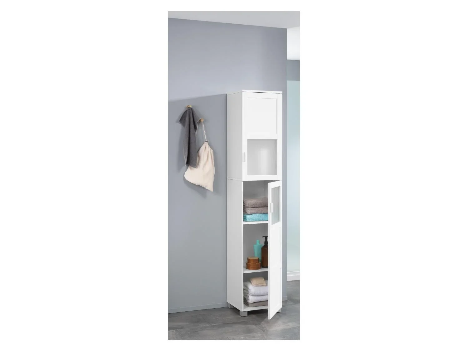 LIVARNO home Colonne de salle de bains + Meuble sous-vasque Basel, 68,5 x 58,7 x 34,5 cm