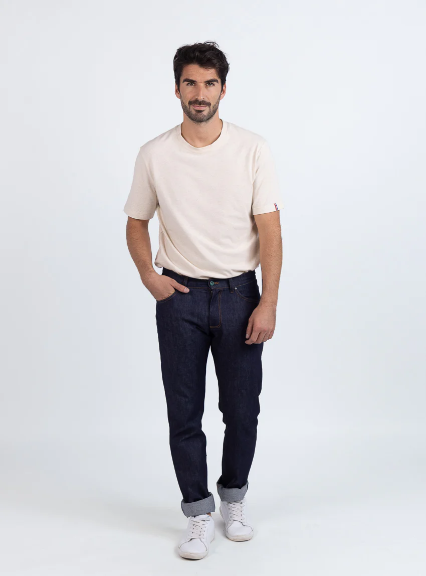Jean homme en coton bleu brut