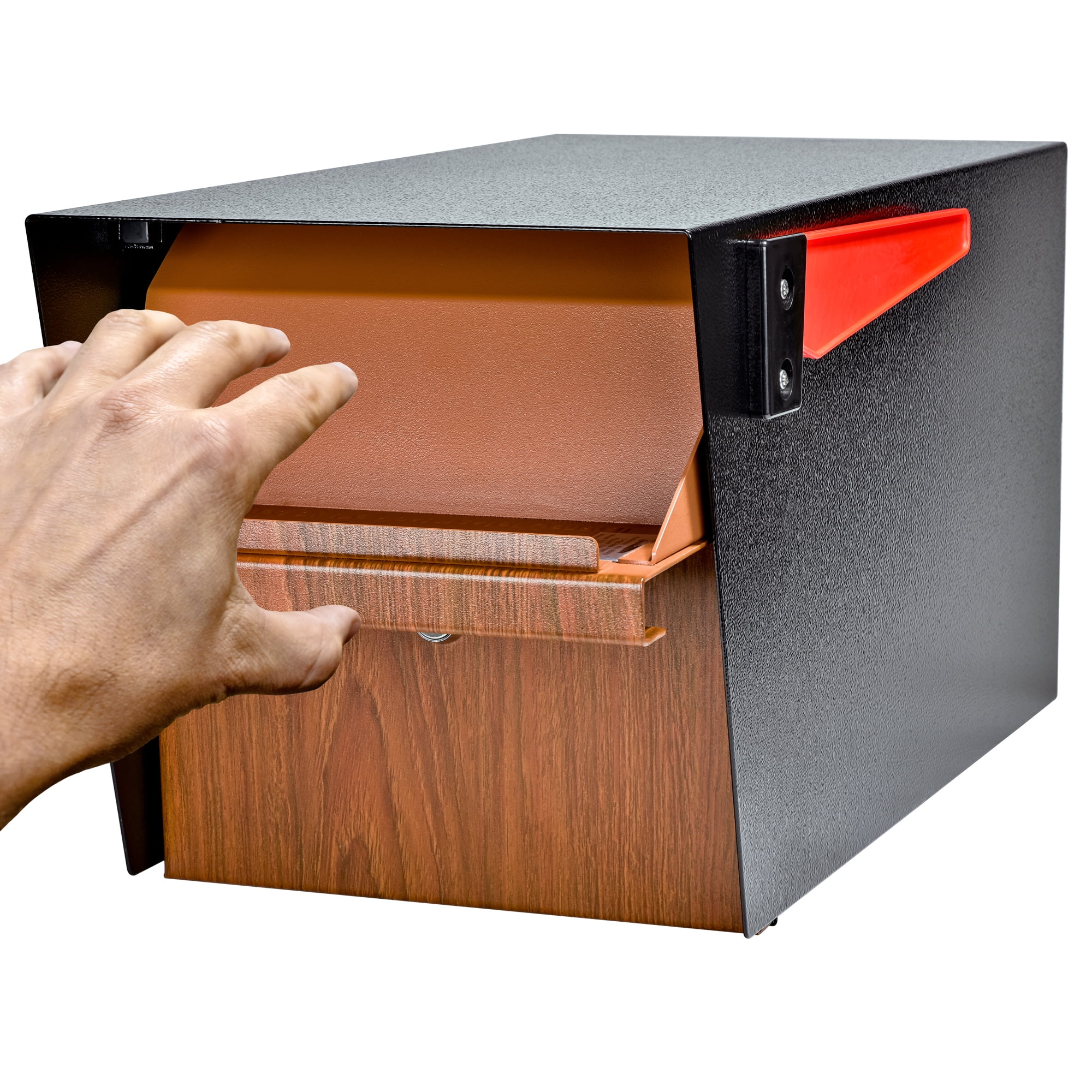 Mail Manager X2 Locking Mailbox Combo Kit w/ In-Ground Post, Wood Grain Black, 2 Way Multi Mount High Security Cluster(2X) - Image 6