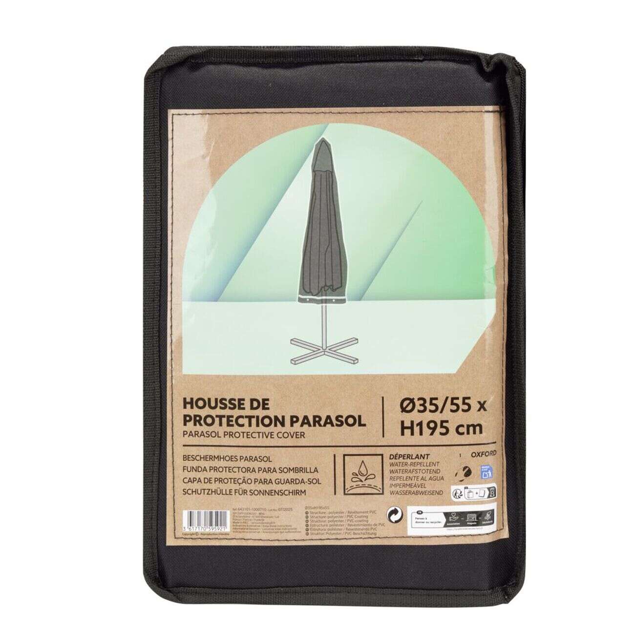 Housse de protection parasol Oxford noir 55x35xH195cm