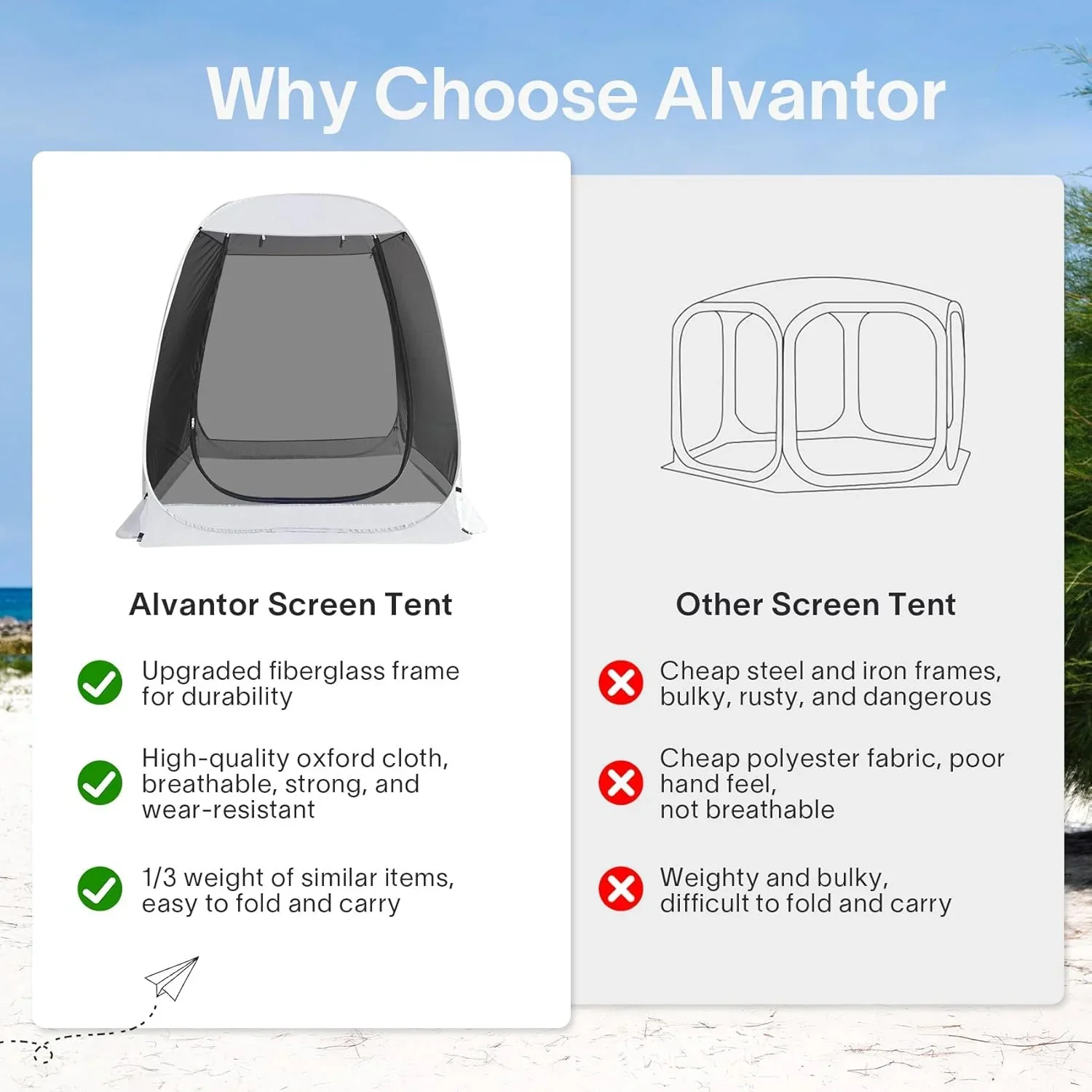 Gazebo moustiquaire pouvant accueillir 6, 10 ou 15 personnes. Tente de style igloo avec moustiquaire latérale. Idéal