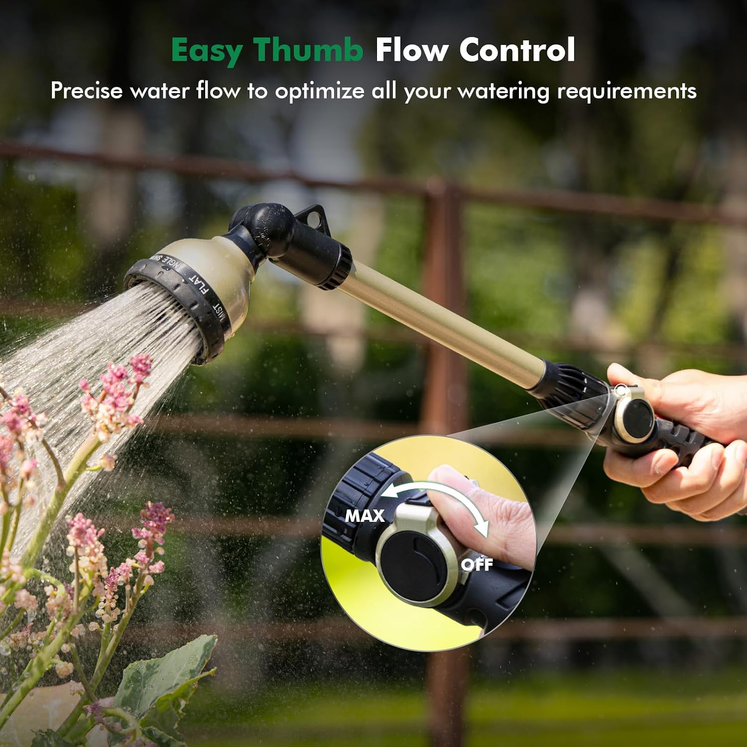 RESTMO Heavy Duty Watering Wand, Metal Garden Hose Nozzle Sprayer