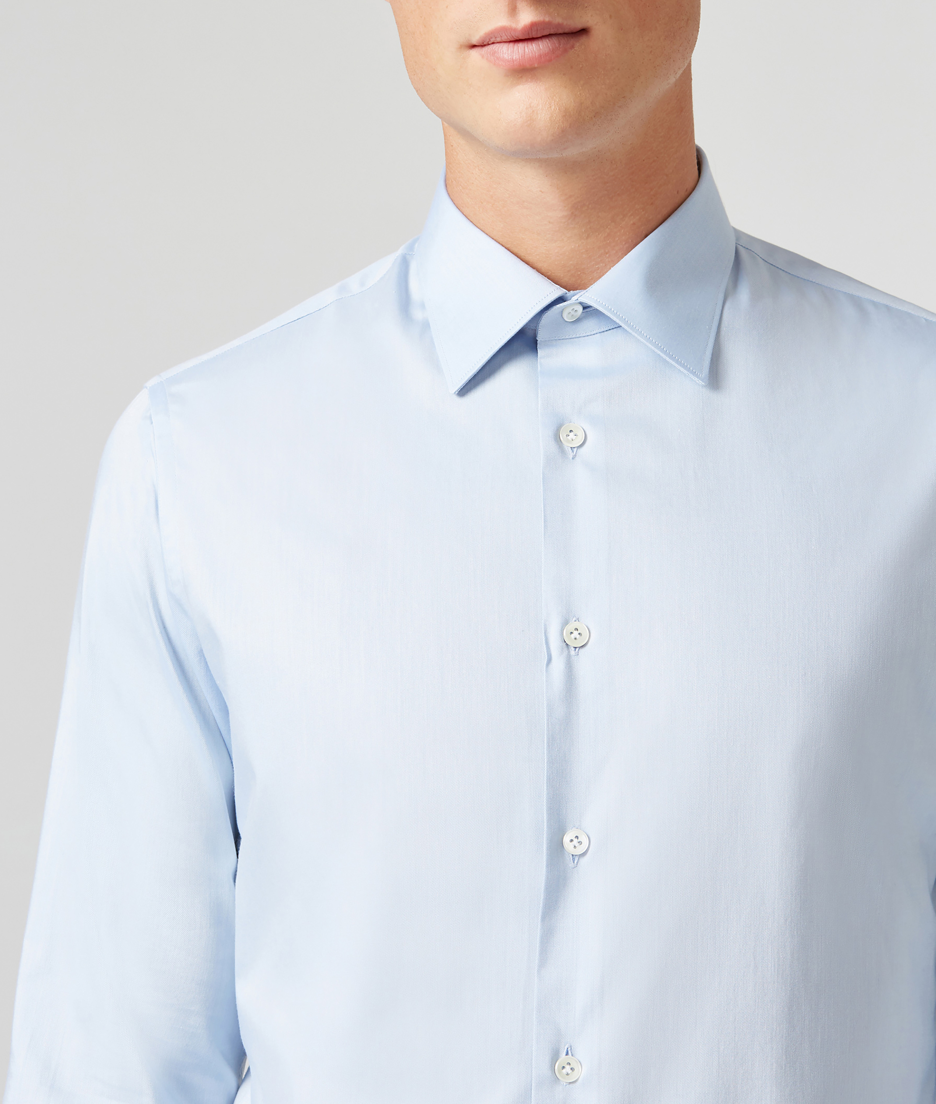 SLIM FIT SHIRT IN PURE COTTON WITH FRENCH COLLAR LIGHT BLUE