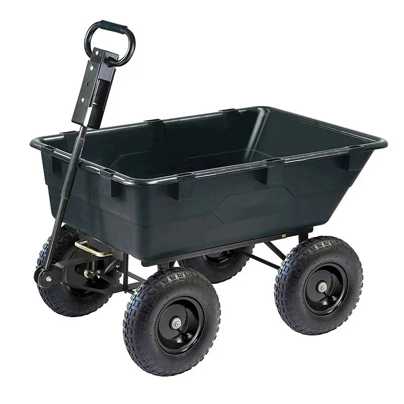 GOR866D HeavyDuty Garden Poly Dump Cart with 2In1 Convertible Handle, 1,200Pound Capacity, 40Inch by 25Inch Bed, Black Finish