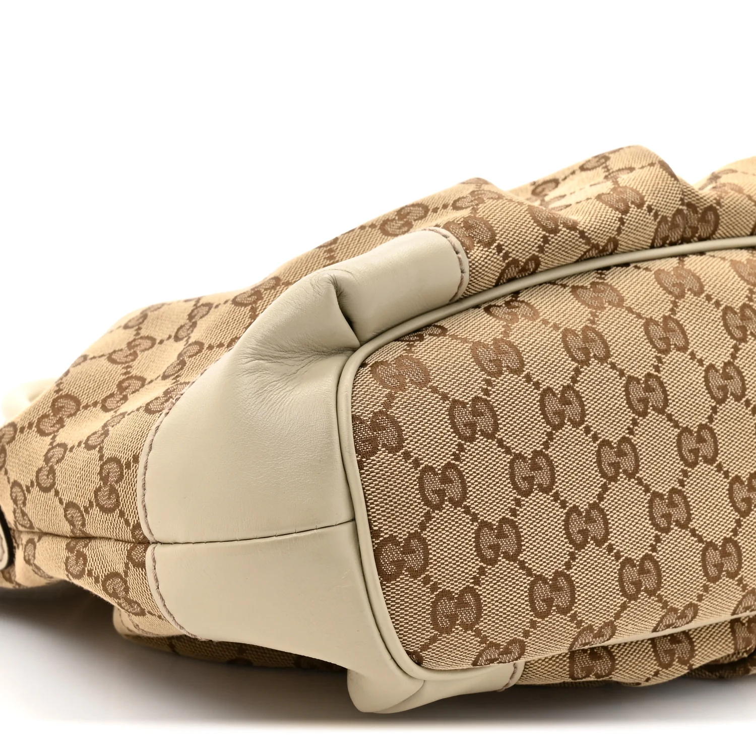 Monogram Margaux Calfskin Medium Sukey Top Handle Bag Beige Ebony Mystic White