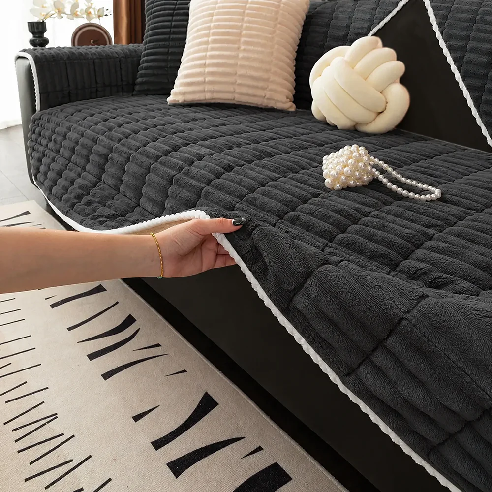 Waterproof Cozy Flannel Sofa Protection Non-Slip Couch Cover