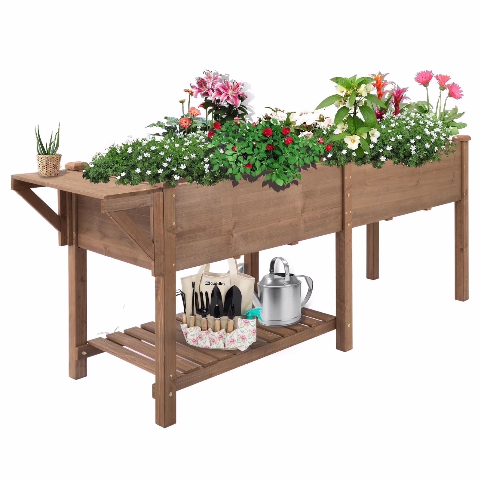 Large Raised Garden Bed Outdoor Wooden Planter Box with Legs for Gardening(2 tables)