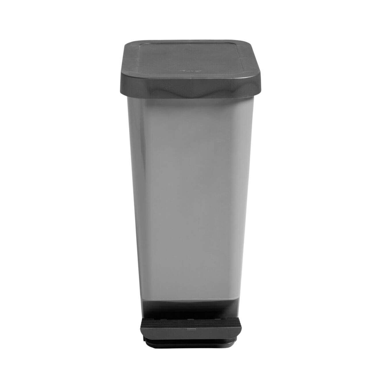 Poubelle plastique gris 45L pédale rétractable 29x38,5xH61cm