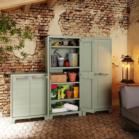 Keter – Armoire de jardin haute 182 cm – Résistante aux UV et à l'eau – 4 étagères réglables – Capacité de charge 30 kg — vue 3