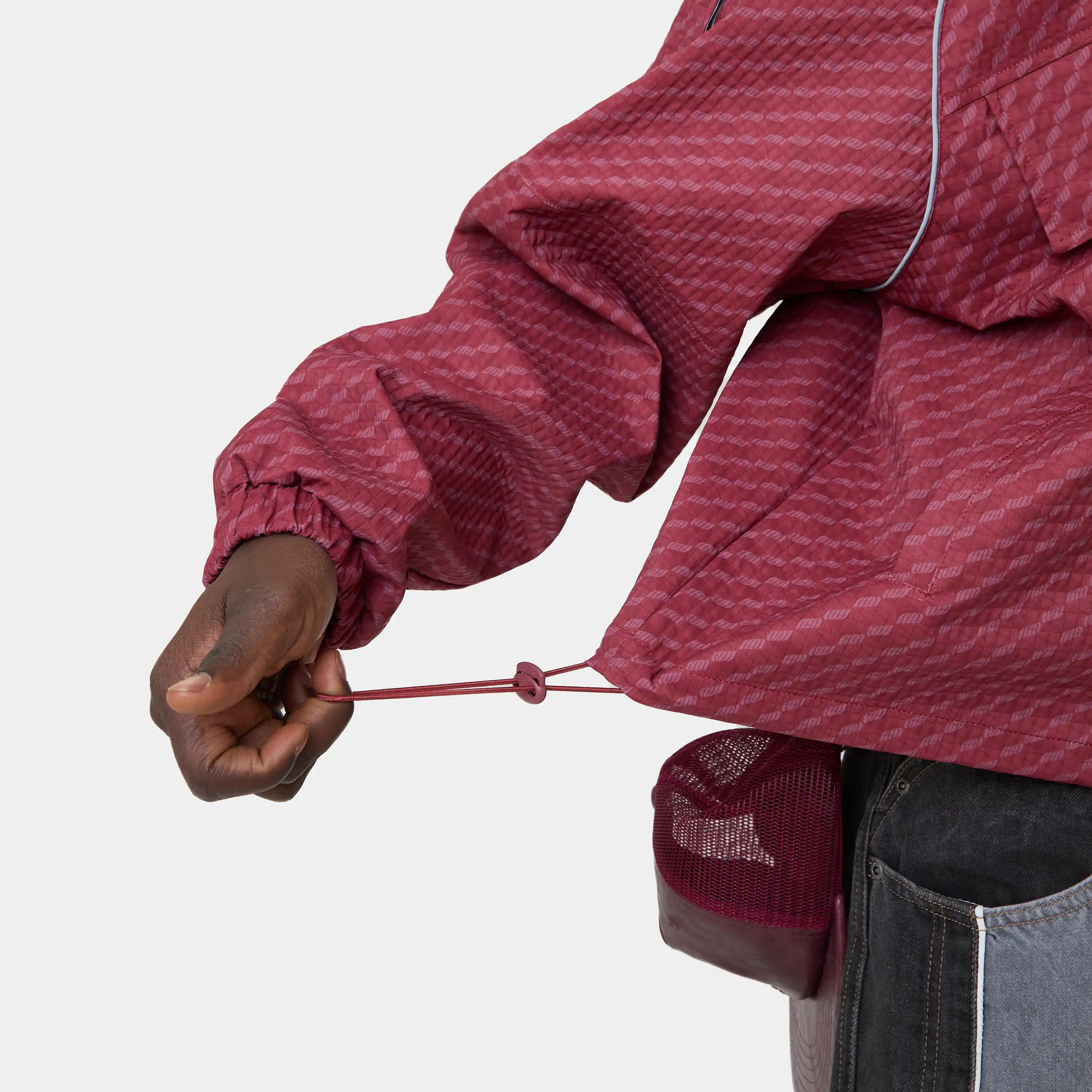 Echo Burgundy Grid Windbreaker