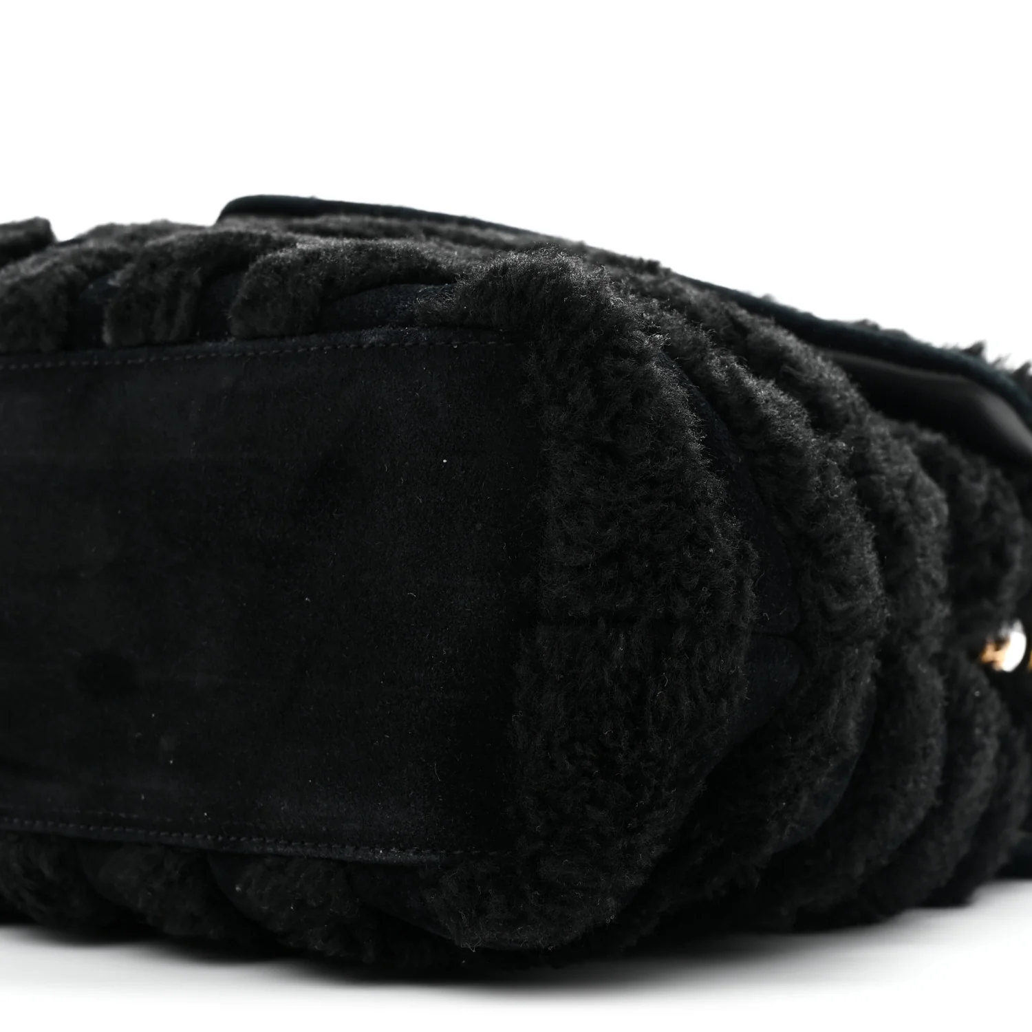 Shearling Y Quilted Monogram Medium Loulou Chain Satchel Black