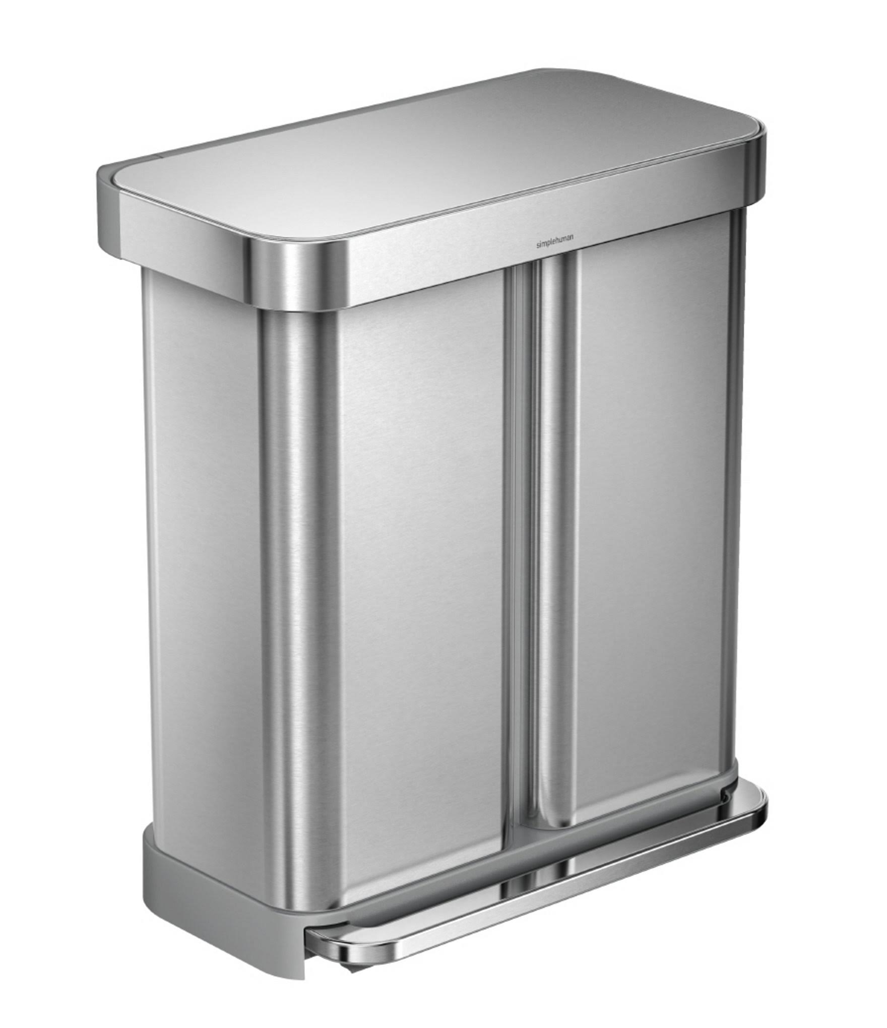 simplehuman Dual Compartment Rectangular 58-Liter Step Trash Can