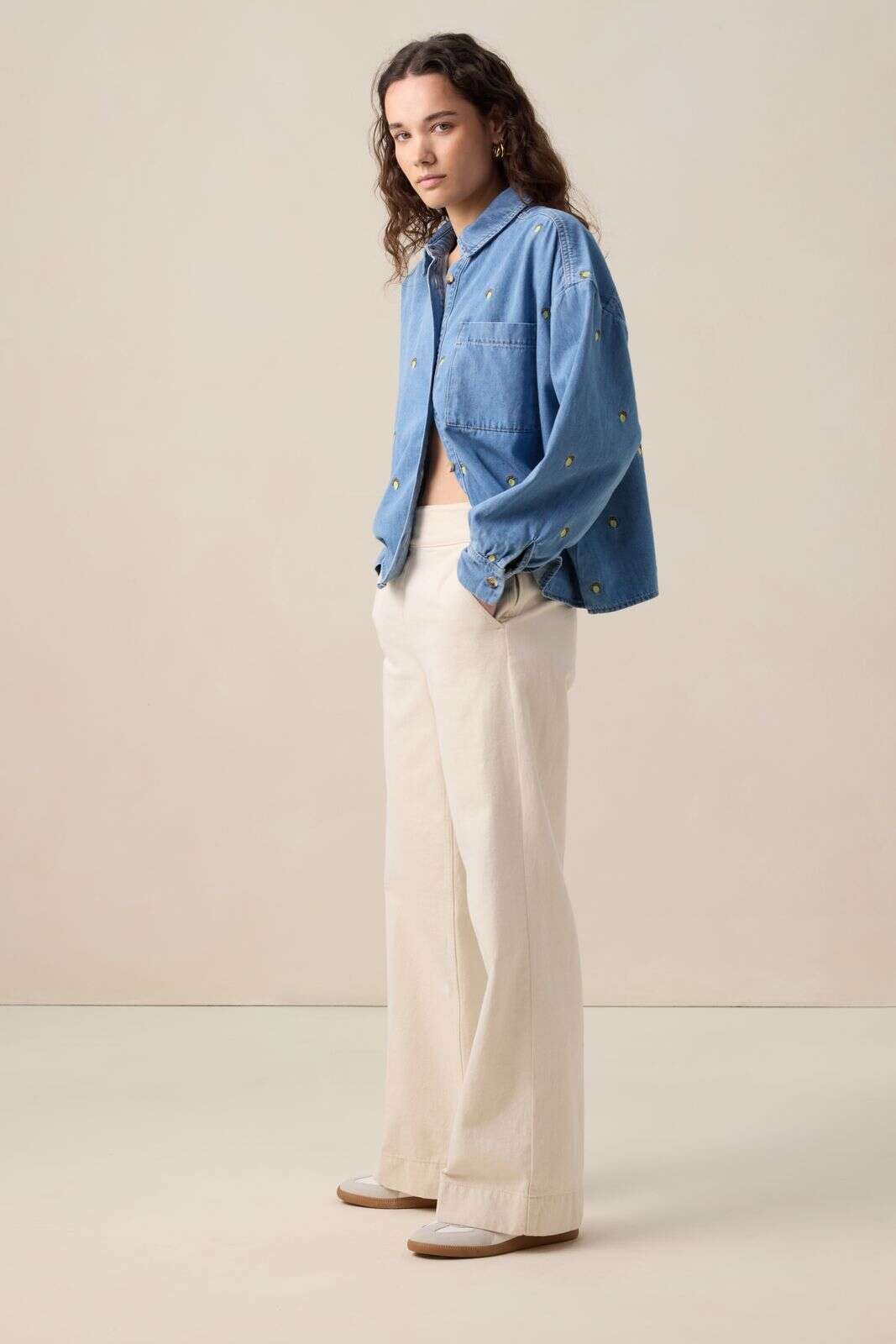 Witte high waist wide leg jeans met rits