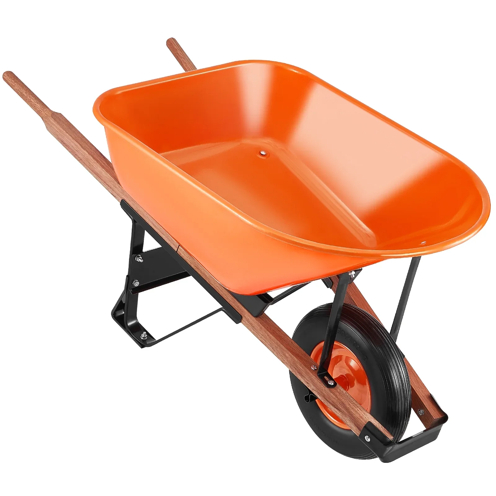 KFFKFF 6 Cu. Ft. Utility Cart, 330 lbs Load, Single Wheel Yard Dump Cart with Steel Handle & 16-inch Broad Track Wheels, Simplified Loading for Garden, Lawn & Farm Use