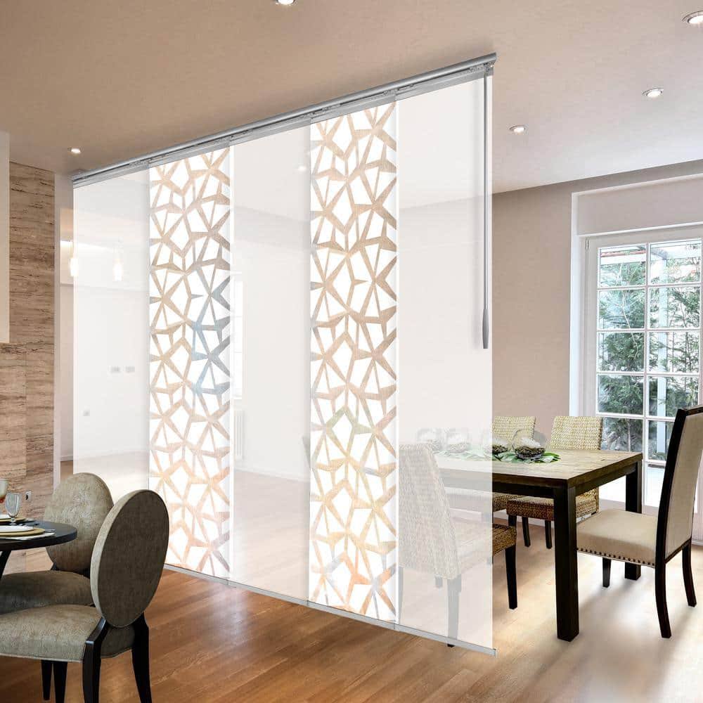 EMOH 58 in. to 110 in. W x 94 in. L Whittaker Adjustable Sliding Single Rail Track with 23.5 in. Slates Extendable, White