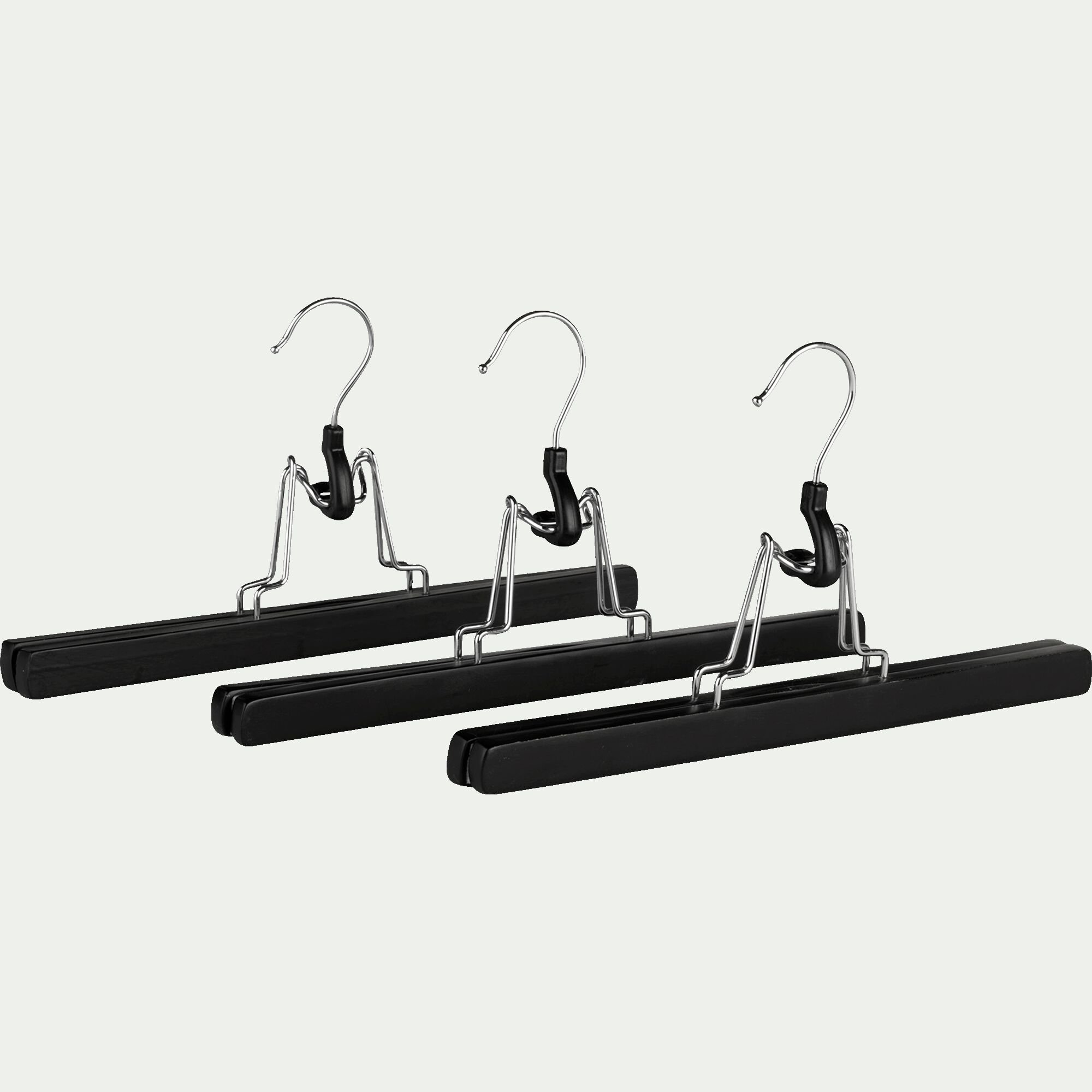 Karl - Lot de 3 cintres porte pantalon en bois de schima - noir