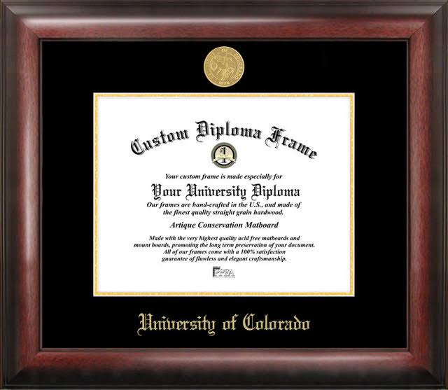University of Colorado Boulder Gold Embossed Diploma Frame