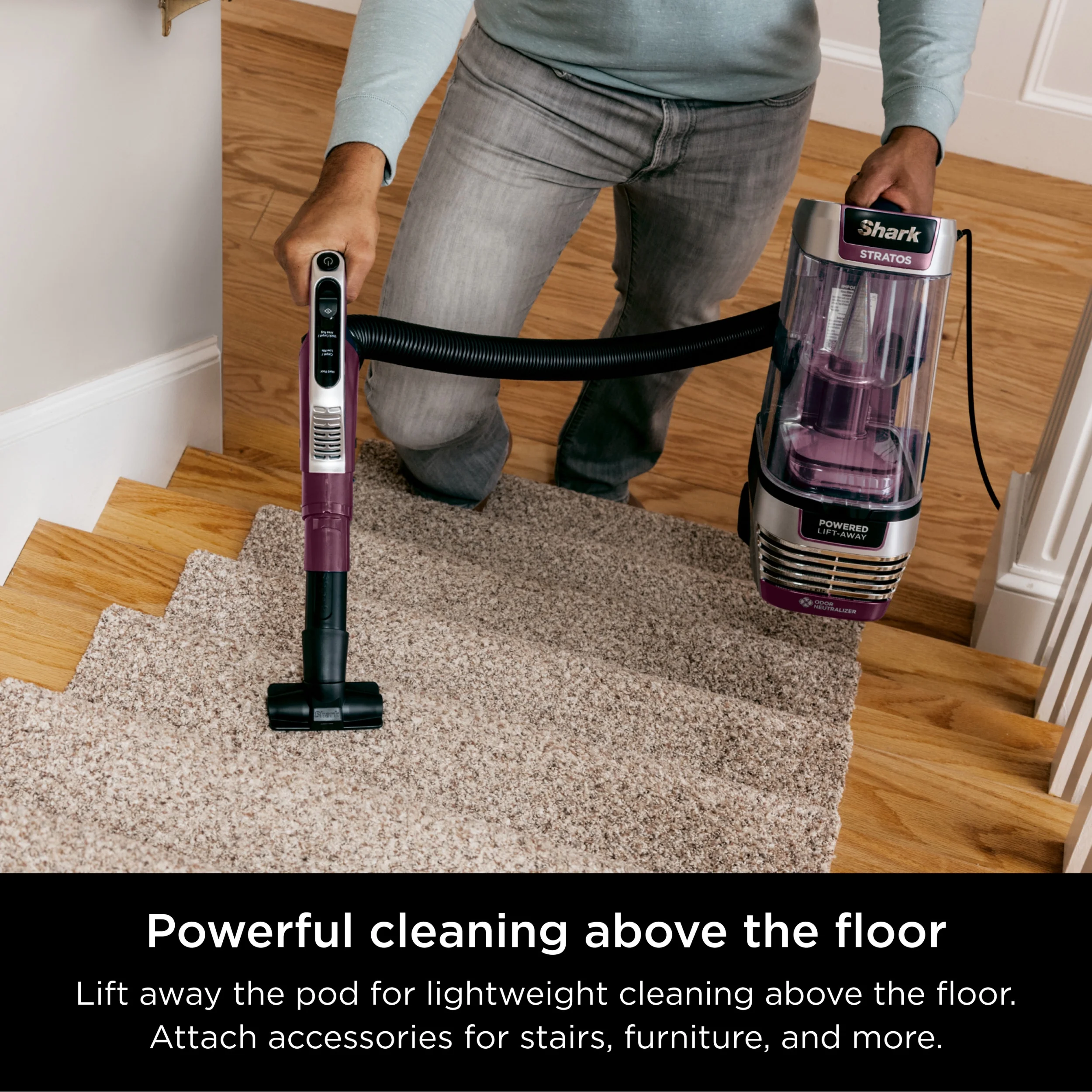 Upright Vacuum, Stratos, Pet Friendly, Bagless, Ultra Powerful Suction, Hard Floor and Carpet, DuoClean PowerFins HairPro, Self Cleaning Brushroll, Odor Neutralizer Technology, AZ3000, Burgundy Image 4