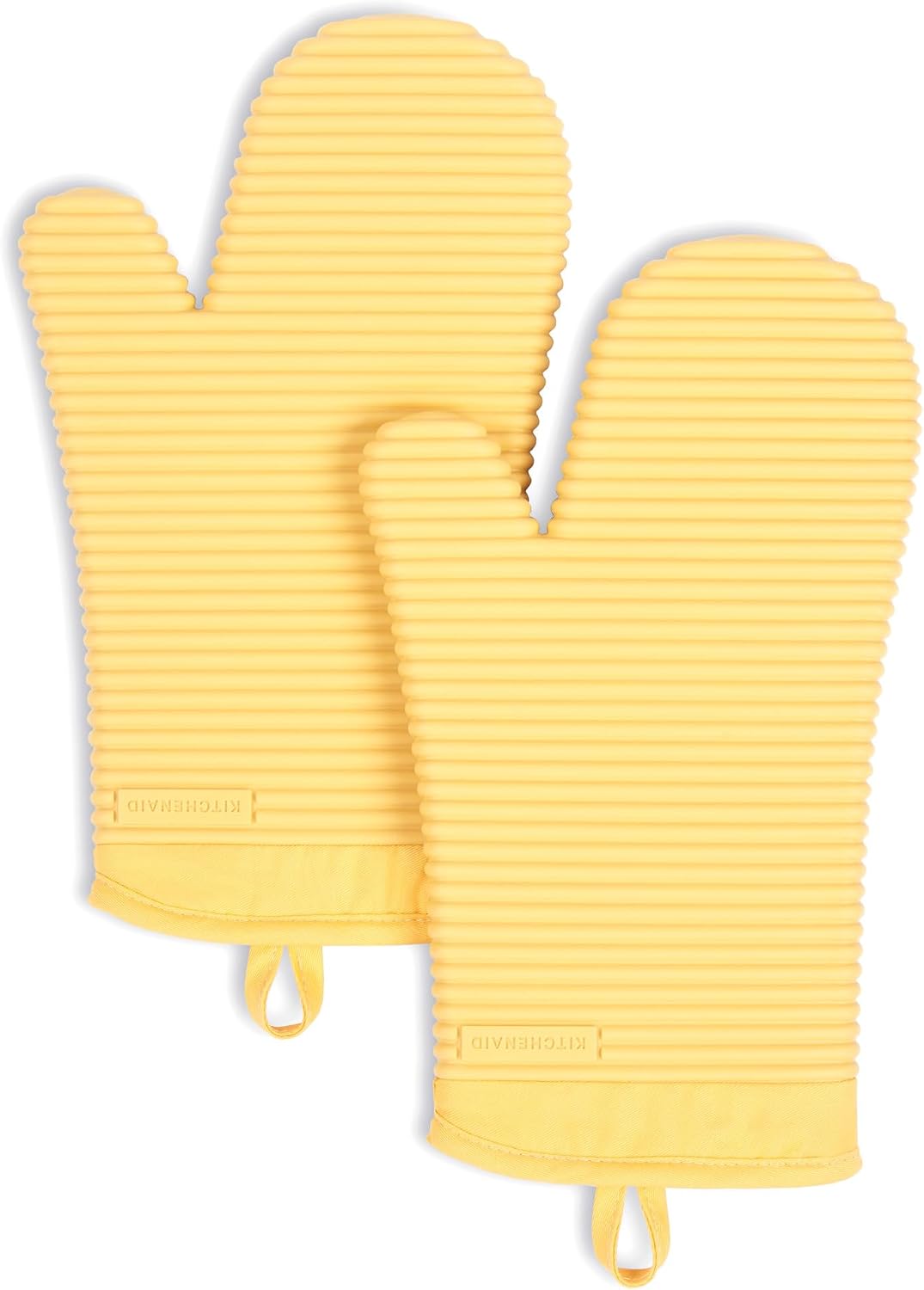KITCHENAID Ribbed Soft Silicone Oven Mitt 2-Pack Set, 7.5