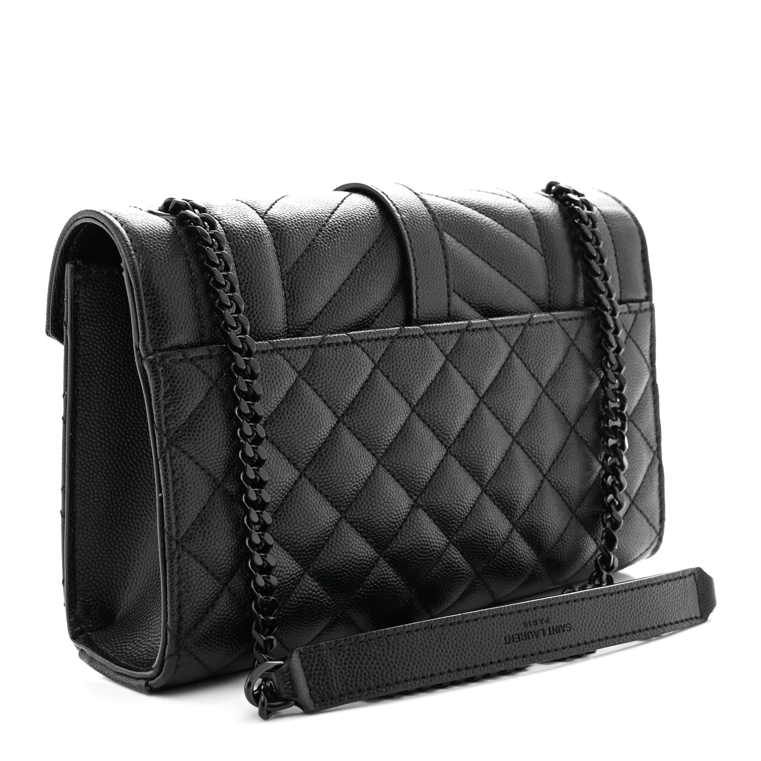 Grain De Poudre Textured Mixed Matelasse Triquilt Small Monogram Monochrome Satchel Black