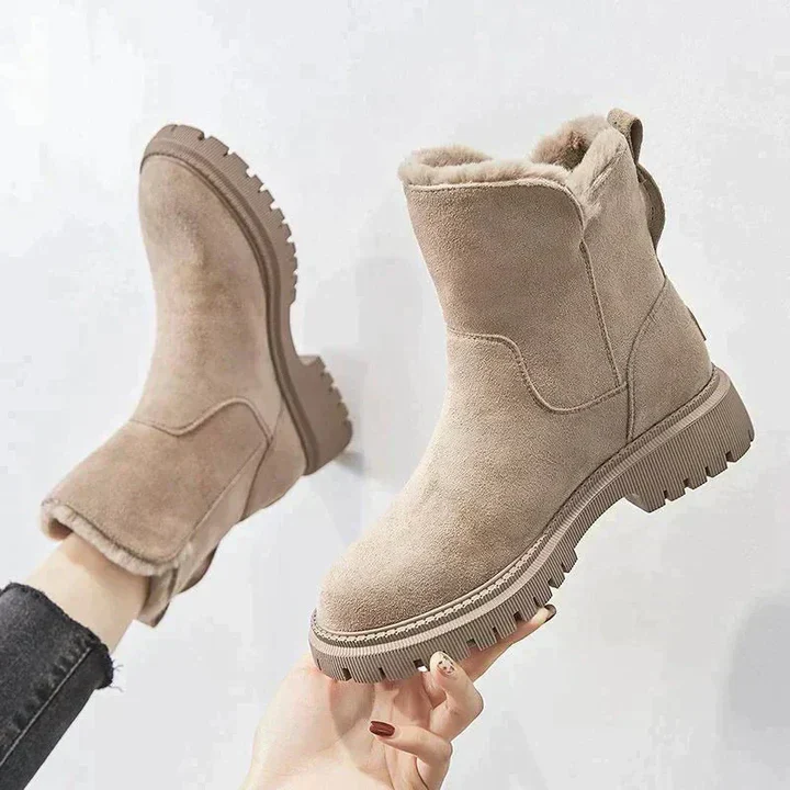 Bottes Cheville Chic Effet Daim avec Doublure en Fourrure Douillette