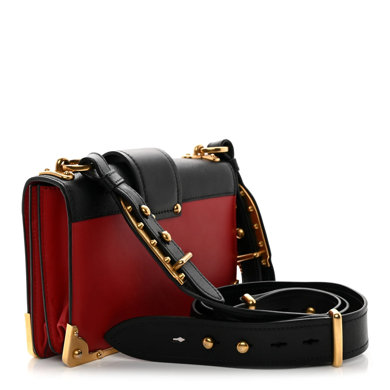 City Calfskin Saffiano Cahier Bag Fuoco Black
