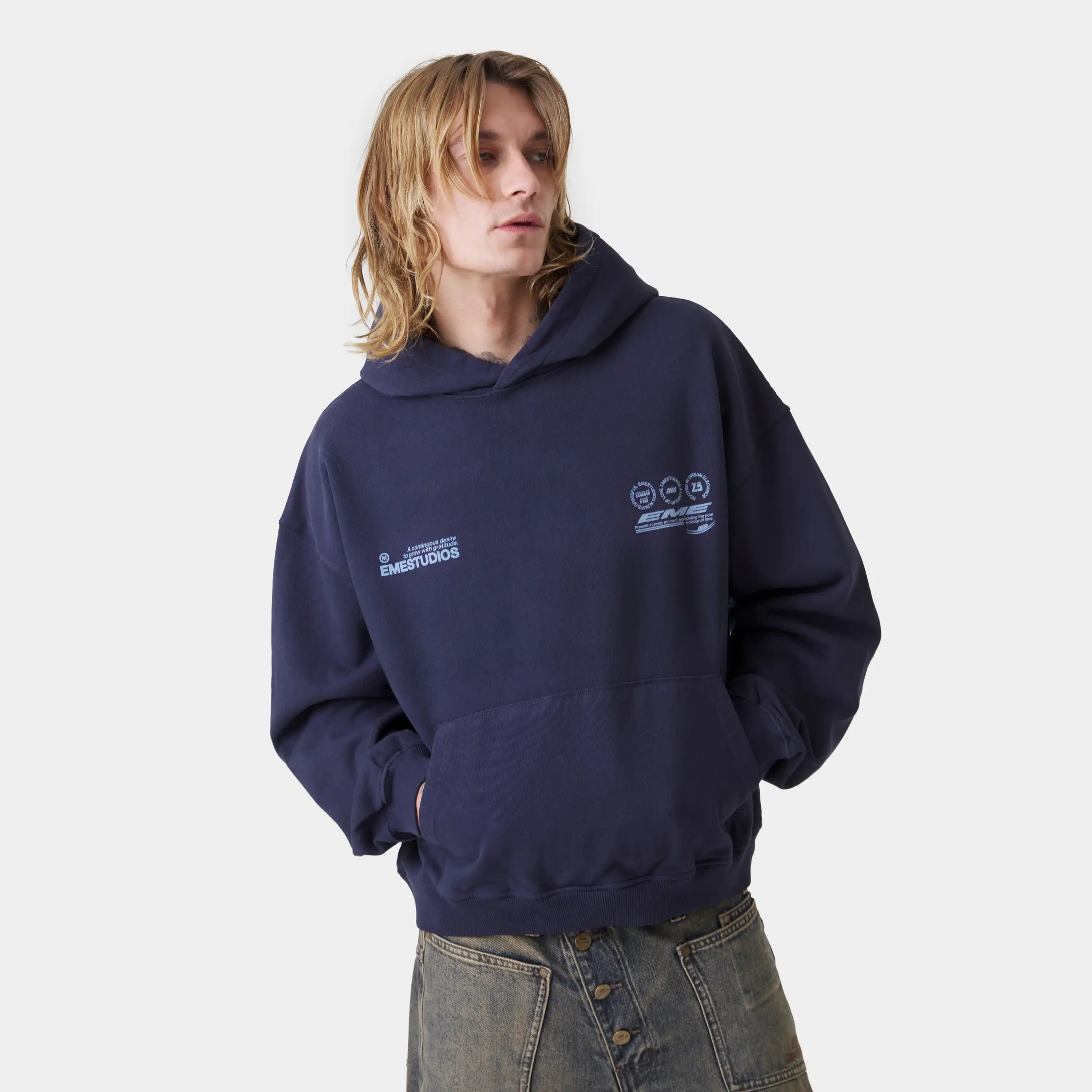 Stamp Navy Oversized Hoodie