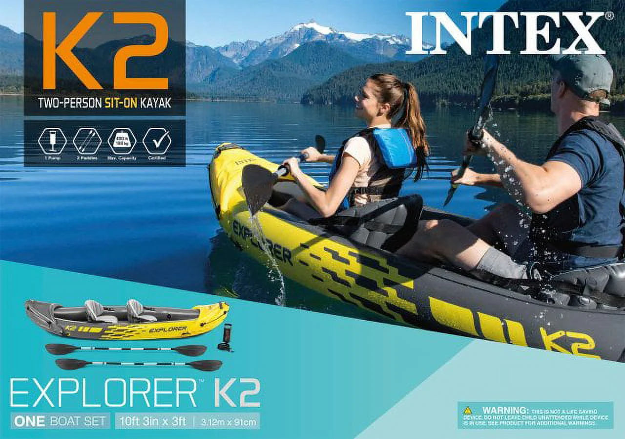 Explorer K2 Inflatable Kayak with Oars and Hand Pump - Image 2